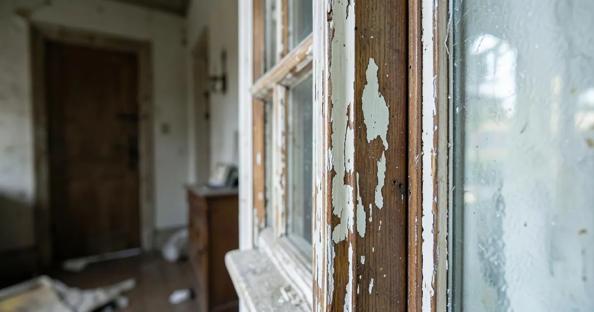Peinture ancienne écaillée dans un logement à Annecy